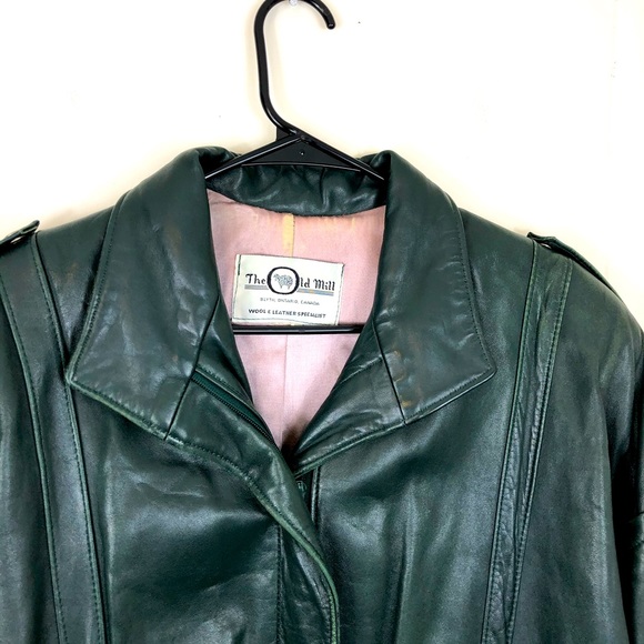 Vintage The Old Mill Leather Bomber Jacket Sz L - Picture 4 of 14
